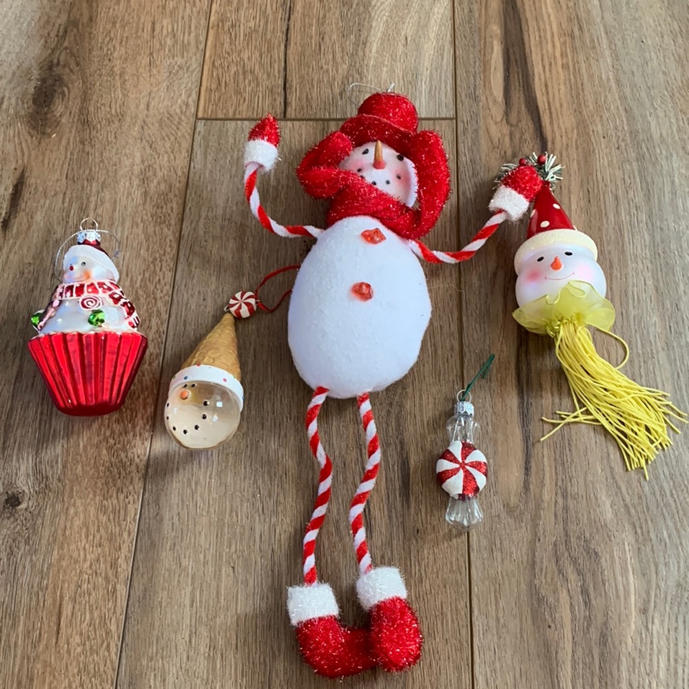Snowman Candy Christmas ornament lot euc